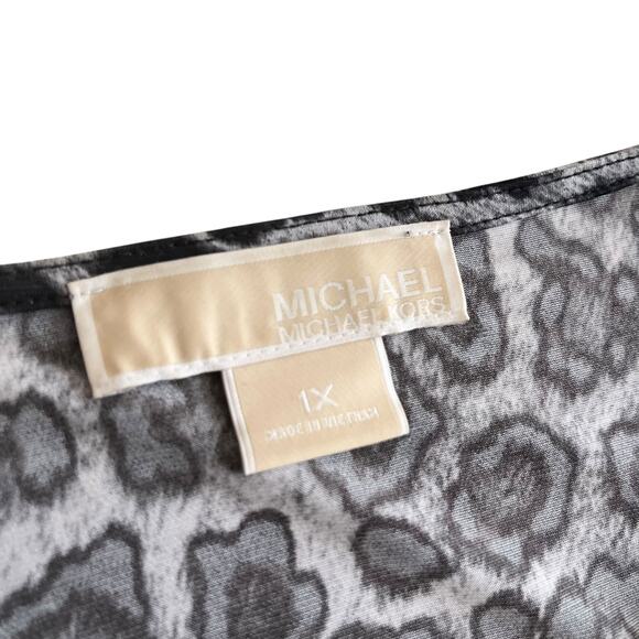 MICHAEL Michael Kors Black Leopard Animal Print Kaftan Tunic Beach Coverup 1X - Picture 2 of 7